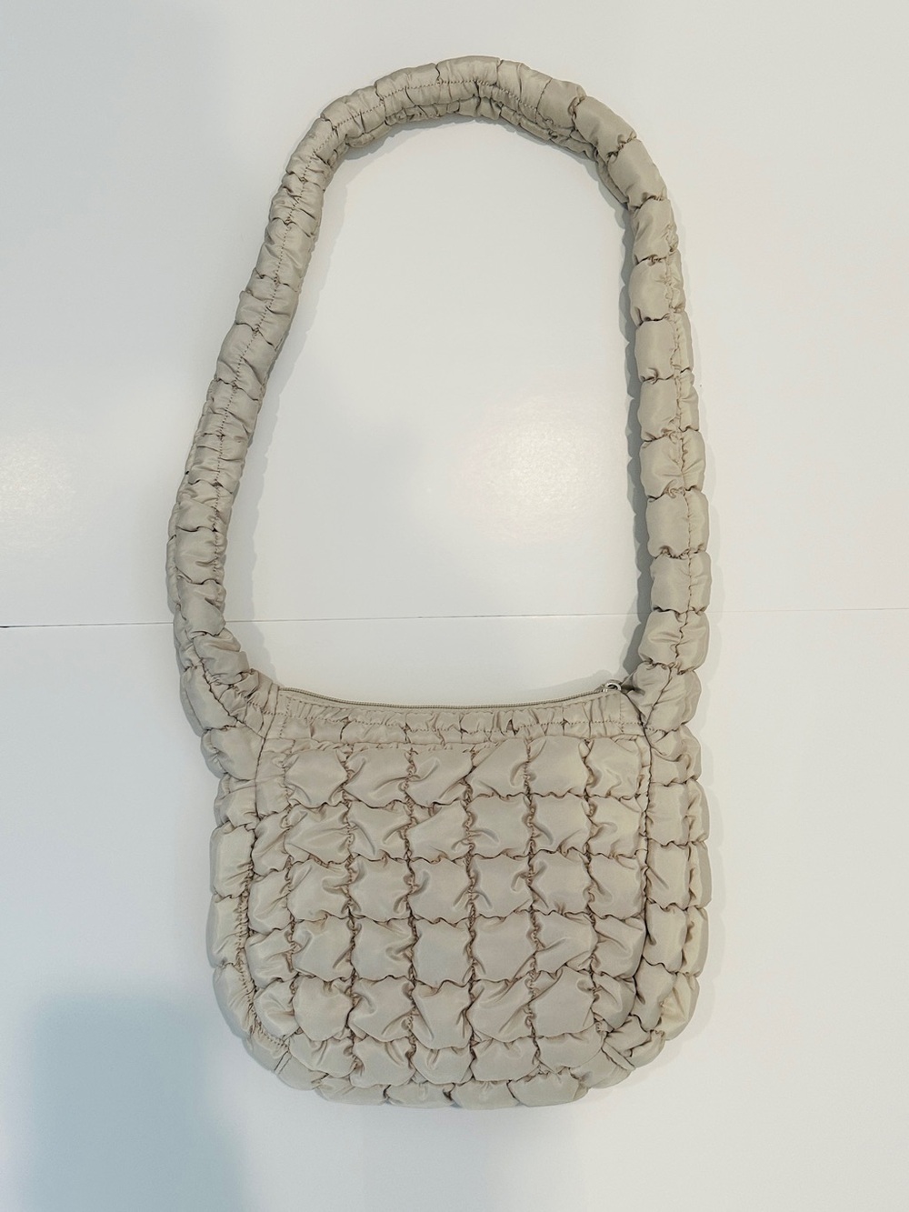 wild fable Quilted Puffer Crossbody Bag in Cream